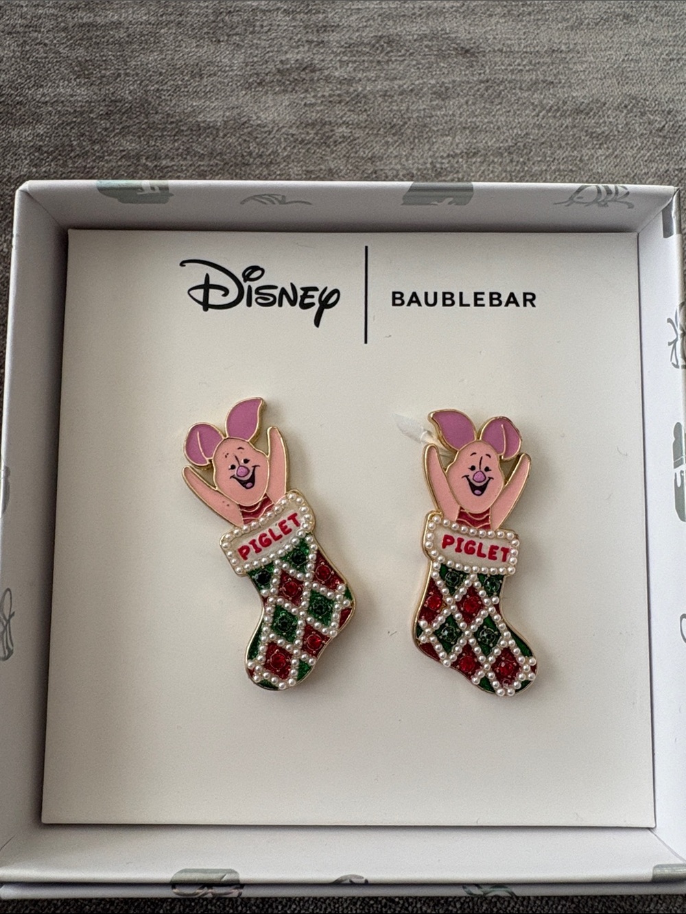 NWOT Disney/Baublebar Piglet Holiday Stocking Earrings